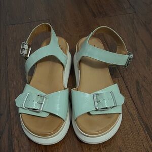 DNA Couture Light Blue Sandals with Silver Buckles